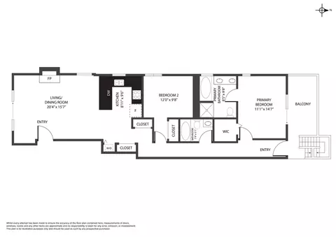 Floorplan - 2623 W Evergreen Ave #2E, Chicago, IL 60622 photo 1 of 1