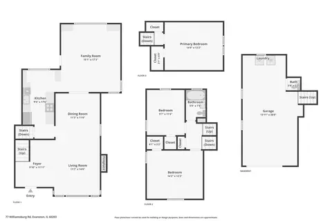 Floorplan - 77 Williamsburg Rd, Evanston, IL 60203 photo 1 of 1