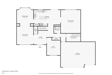 Floorplan - 333 Millstream Ln, Oswego, IL 60543 photo 2 of 4