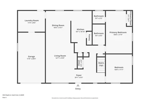 Floorplan - 3522 Maple Ln, Hazel Crest, IL 60429 photo 1 of 2
