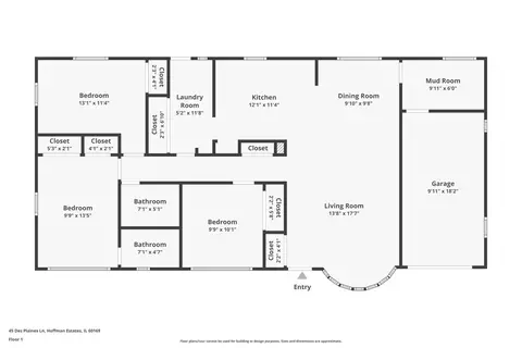 Floorplan - 45 Des Plaines Ln, Hoffman Estates, IL 60169 photo 1 of 1