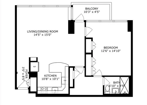 Floorplan - 33 E Cedar St #12D, Chicago, IL 60611 photo 1 of 1
