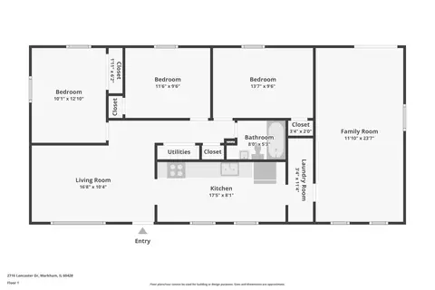 Floorplan - 2716 Lancaster Dr, Markham, IL 60428 photo 1 of 1