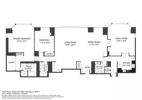 Floorplan - 100 E Huron St #3601, Chicago, IL 60611 photo 1 of 1