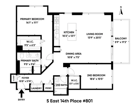 Floorplan - 5 E 14th Pl #801, Chicago, IL 60605 photo 1 of 1