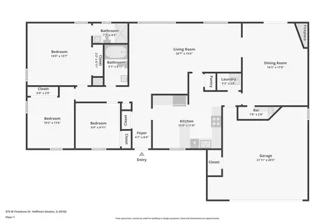 Floorplan - 875 W Firestone Dr, Hoffman Estates, IL 60192 photo 1 of 1