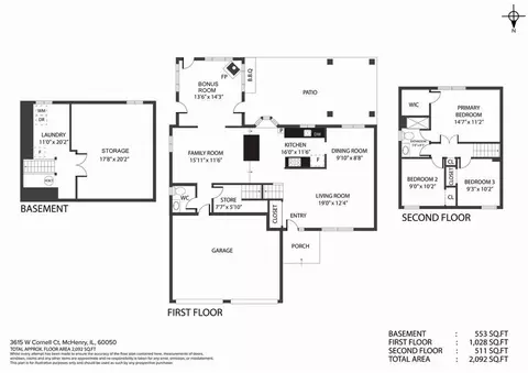 Floorplan - 3615 W Cornell Ct, Mchenry, IL 60050 photo 1 of 1