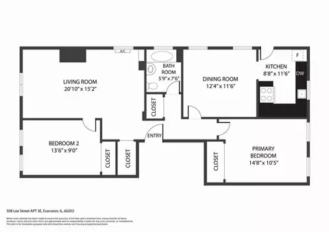Floorplan - 508 Lee St #3E, Evanston, IL 60202 photo 1 of 1