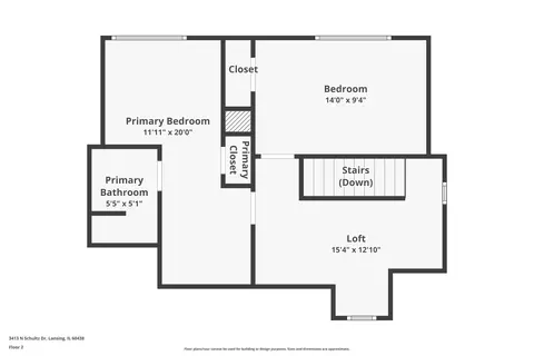 Floorplan - 3413 N Schultz Dr, Lansing, IL 60438 photo 2 of 2