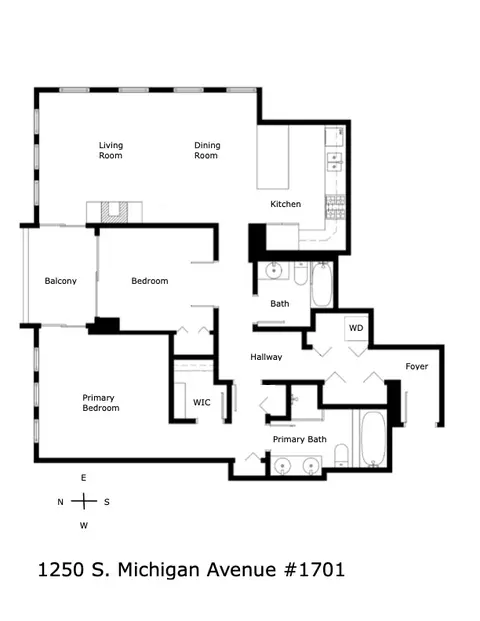 Floorplan - 1250 S Michigan Ave #1701, Chicago, IL 60605 photo 1 of 1