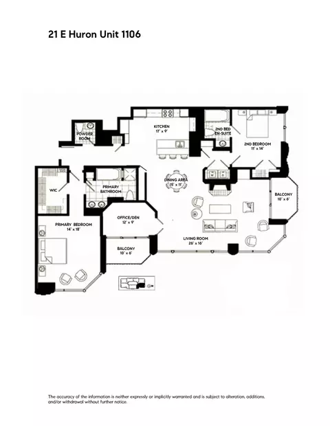 Floorplan - 21 E Huron St #1106, Chicago, IL 60611 photo 1 of 1