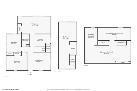 Floorplan - 551 E 149 St, Harvey, IL 60426 photo 3 of 4