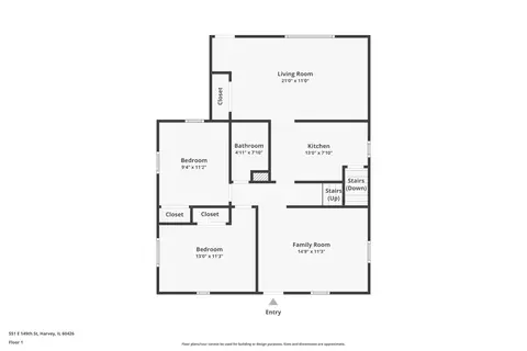 Floorplan - 551 E 149 St, Harvey, IL 60426 photo 1 of 4