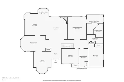 Floorplan - 202 Barefoot Ct, Minooka, IL 60447 photo 1 of 3