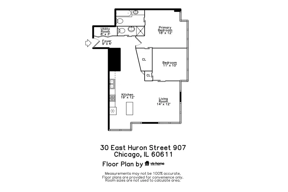 Floorplan - 30 E Huron St #907, Chicago, IL 60611 photo 1 of 2