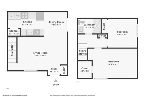 Floorplan - 1685 Cornell Dr, Hoffman Estates, IL 60169 photo 1 of 1