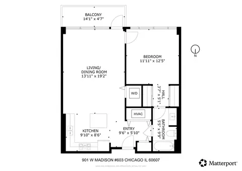 Floorplan - 901 W Madison St #603, Chicago, IL 60607 photo 1 of 1