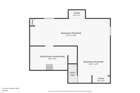 Floorplan - 521 Ivory Ln, Bartlett, IL 60103 photo 3 of 3
