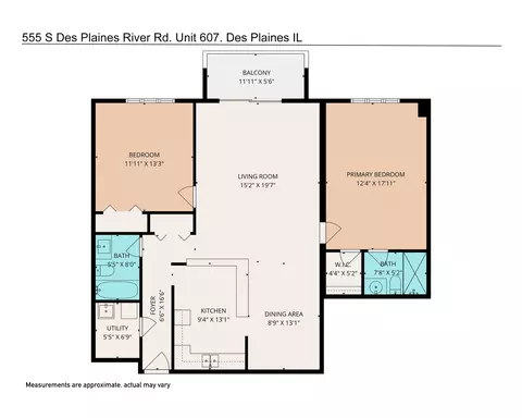 Floorplan - 555 S River Rd #607, Des Plaines, IL 60016 photo 1 of 1