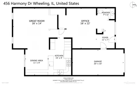 Floorplan - 456 Harmony Dr, Wheeling, IL 60090 photo 1 of 3