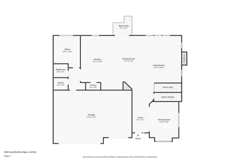 Floorplan - 1849 Amarillo Blvd, Elgin, IL 60124 photo 2 of 4
