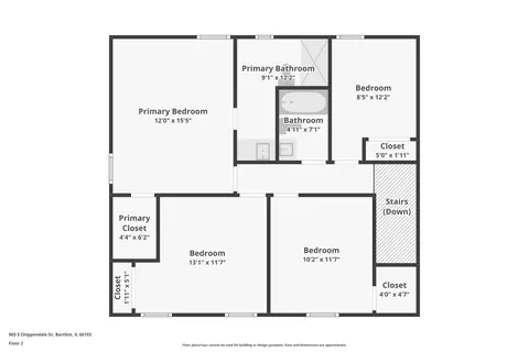 Floorplan - 965 S Chippendale Dr, Bartlett, IL 60103 photo 1 of 3