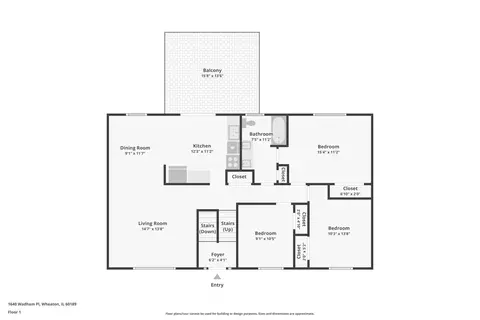 Floorplan - 1640 Wadham Pl, Wheaton, IL 60189 photo 1 of 3