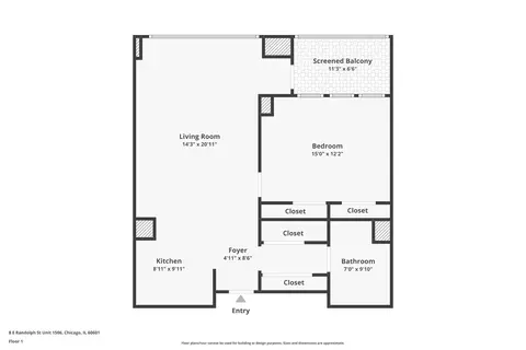 Floorplan - 8 E Randolph St #1506, Chicago, IL 60601 photo 1 of 1
