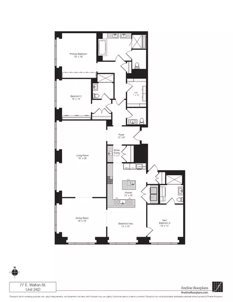 Floorplan - 77 E Walton St #24D, Chicago, IL 60611 photo 1 of 1
