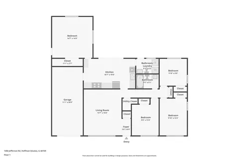 Floorplan - 1450 Jefferson Rd, Hoffman Estates, IL 60169 photo 1 of 1