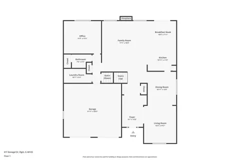 Floorplan - 617 Donegal Dr, Elgin, IL 60123 photo 2 of 3