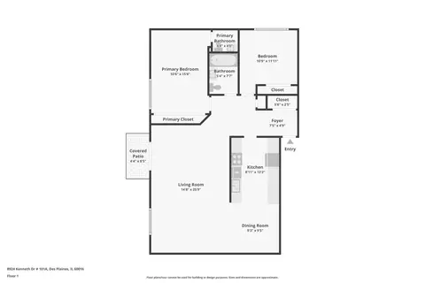 Floorplan - 8924 Kenneth Dr #101A, Des Plaines, IL 60016 photo 1 of 1