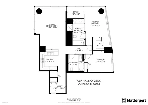 Floorplan - 60 E Monroe St #1604, Chicago, IL 60603 photo 1 of 1