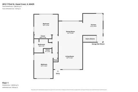 Floorplan - 2812 173rd St, Hazel Crest, IL 60429 photo 1 of 2
