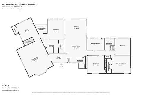 Floorplan - 607 Rosedale Rd, Glenview, IL 60025 photo 1 of 1