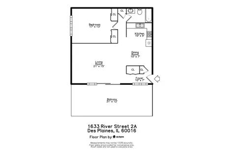 Floorplan - 1633 River St #2A, Des Plaines, IL 60016 photo 1 of 2