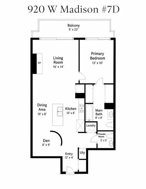 Floorplan - 920 W Madison St #7D, Chicago, IL 60607 photo 1 of 1