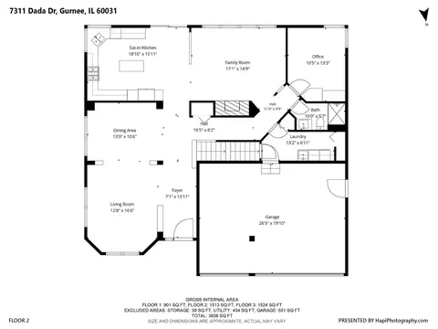 Floorplan - 7311 Dada Dr, Gurnee, IL 60031 photo 1 of 3