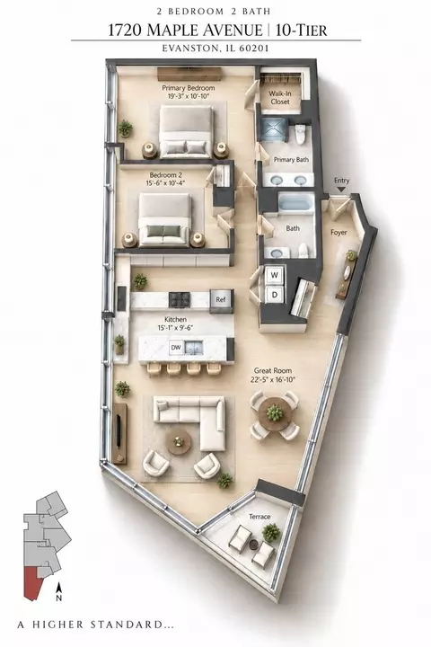 Floorplan - 1720 Maple Ave #910, Evanston, IL 60201 photo 1 of 1