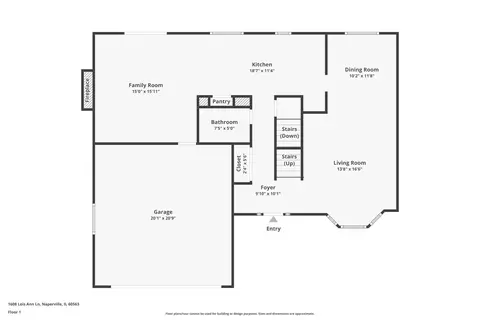 Floorplan - 1608 Lois Ann Ln, Naperville, IL 60563 photo 1 of 3