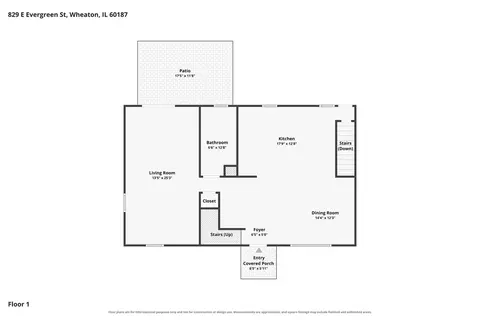 Floorplan - 829 Evergreen St, Wheaton, IL 60187 photo 1 of 4