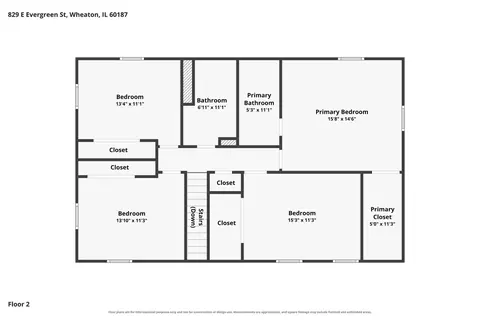 Floorplan - 829 Evergreen St, Wheaton, IL 60187 photo 2 of 4