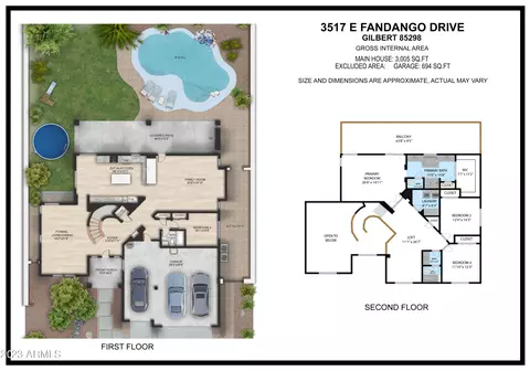Floorplan - 3517 E Fandango Dr, Gilbert, AZ 85298 photo 2 of 3