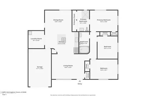 Floorplan - 5307 E Cambridge Ave, Phoenix, AZ 85008 photo 1 of 1