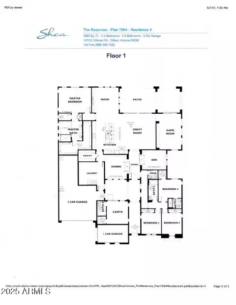 Floorplan - 1722 Everglade Ln, Gilbert, AZ 85298 photo 1 of 1