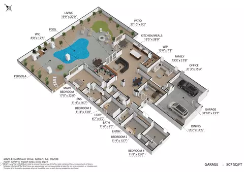 Floorplan - 2826 E Bellflower Dr, Gilbert, AZ 85298 photo 2 of 2