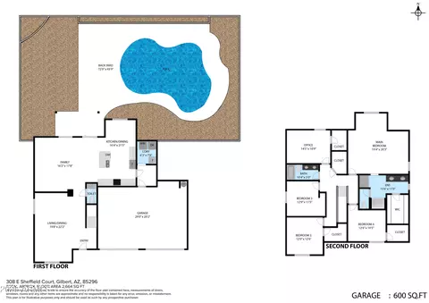 Floorplan - 308 E Sheffield Ct, Gilbert, AZ 85296 photo 2 of 2