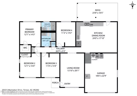 Floorplan - 2513 E Manhatton Dr, Tempe, AZ 85282 photo 1 of 4