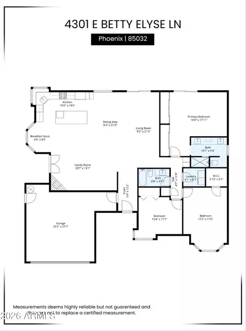 Floorplan - 4301 E Betty Elyse Ln, Phoenix, AZ 85032 photo 1 of 2