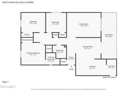 Floorplan - 543 E Franklin Ave, Mesa, AZ 85204 photo 1 of 1